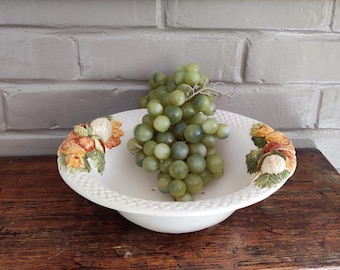 French Ceramic Fruit Strainer Vintage Berry Colander Farmhouse Kitchen Centerpiece Fruit Bowl