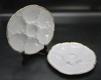 Vintage White & Gold Oyster Plate by Porcelain de Baudour