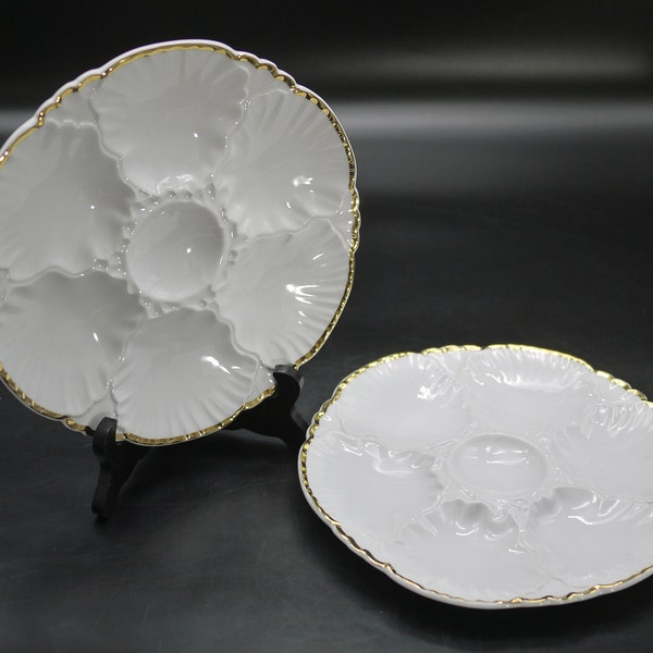 Vintage White & Gold Oyster Plate by Porcelain de Baudour