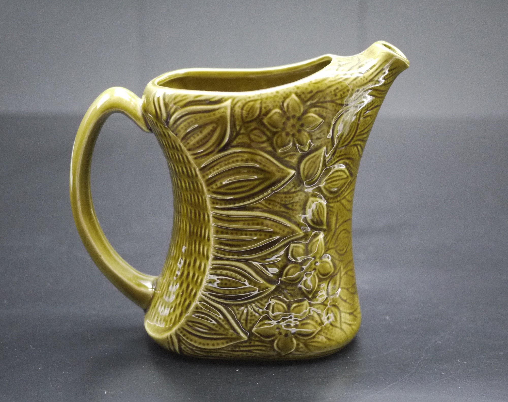 French Majolica Sunflower Jug By Sarreguemines