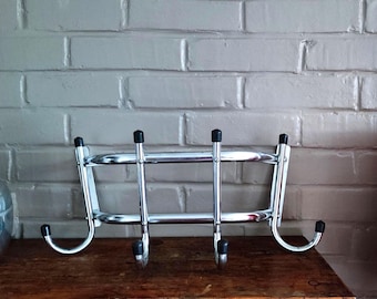 Vintage French Wall Coat Rack in Chromed Metal, 1960s