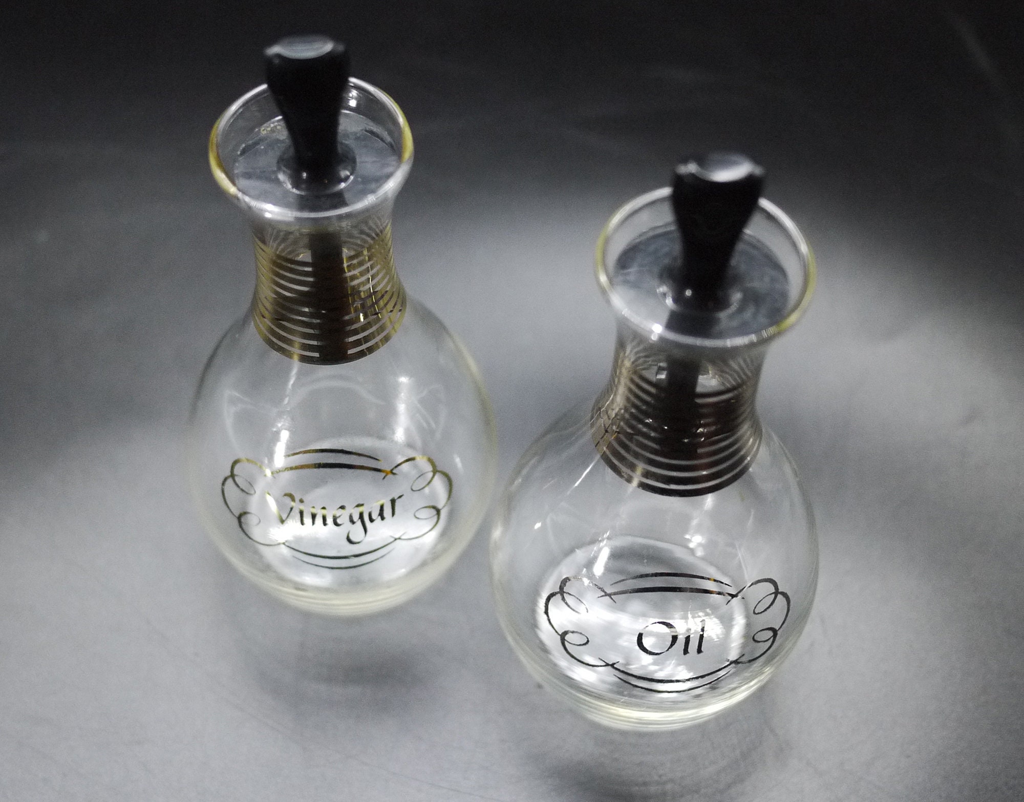 Vintage Pyrex Oil and Vinegar Cruet Set with Stoppers