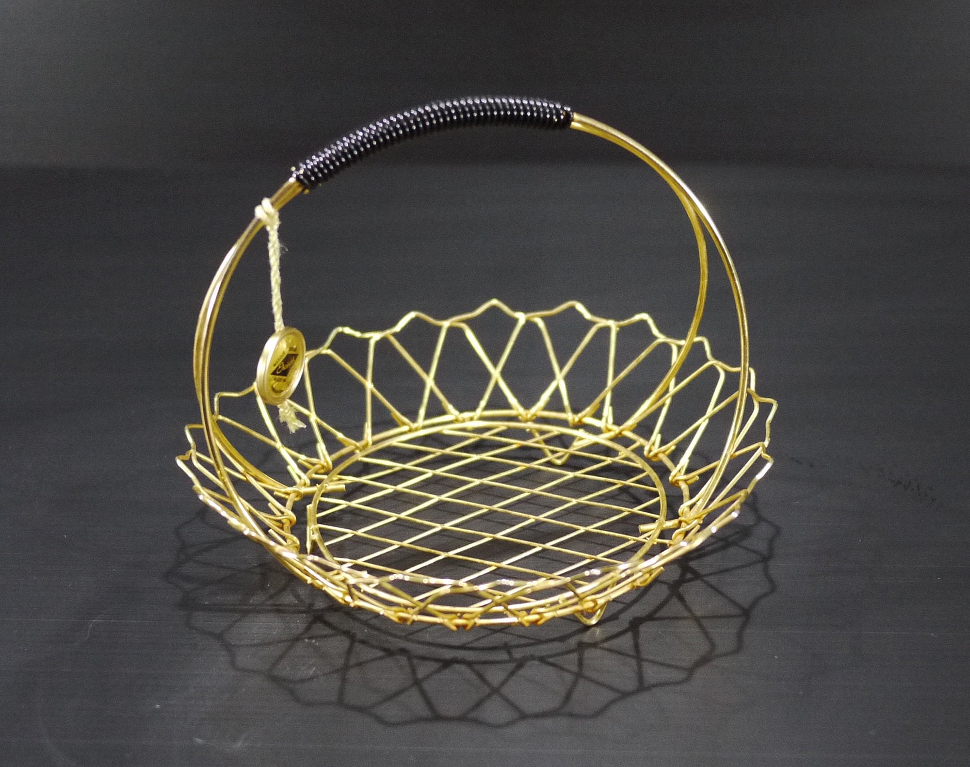 French Wire Gold Basket with Handle