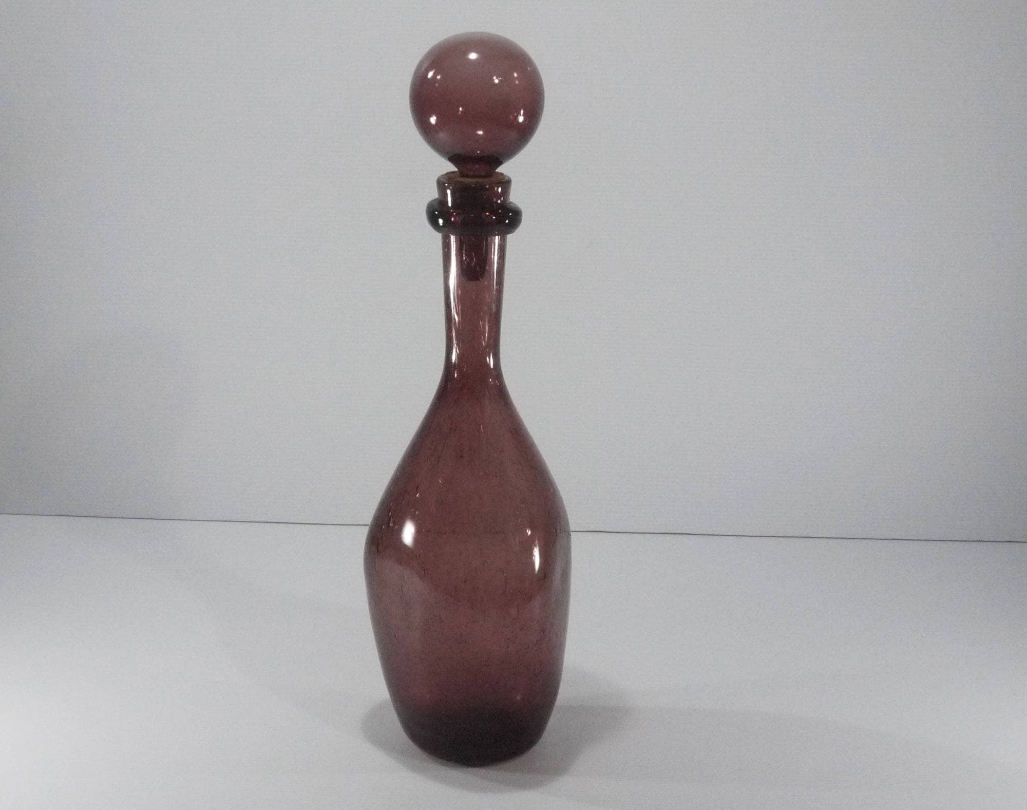 Vintage French Blown Glass Decanter with Stopper Biot