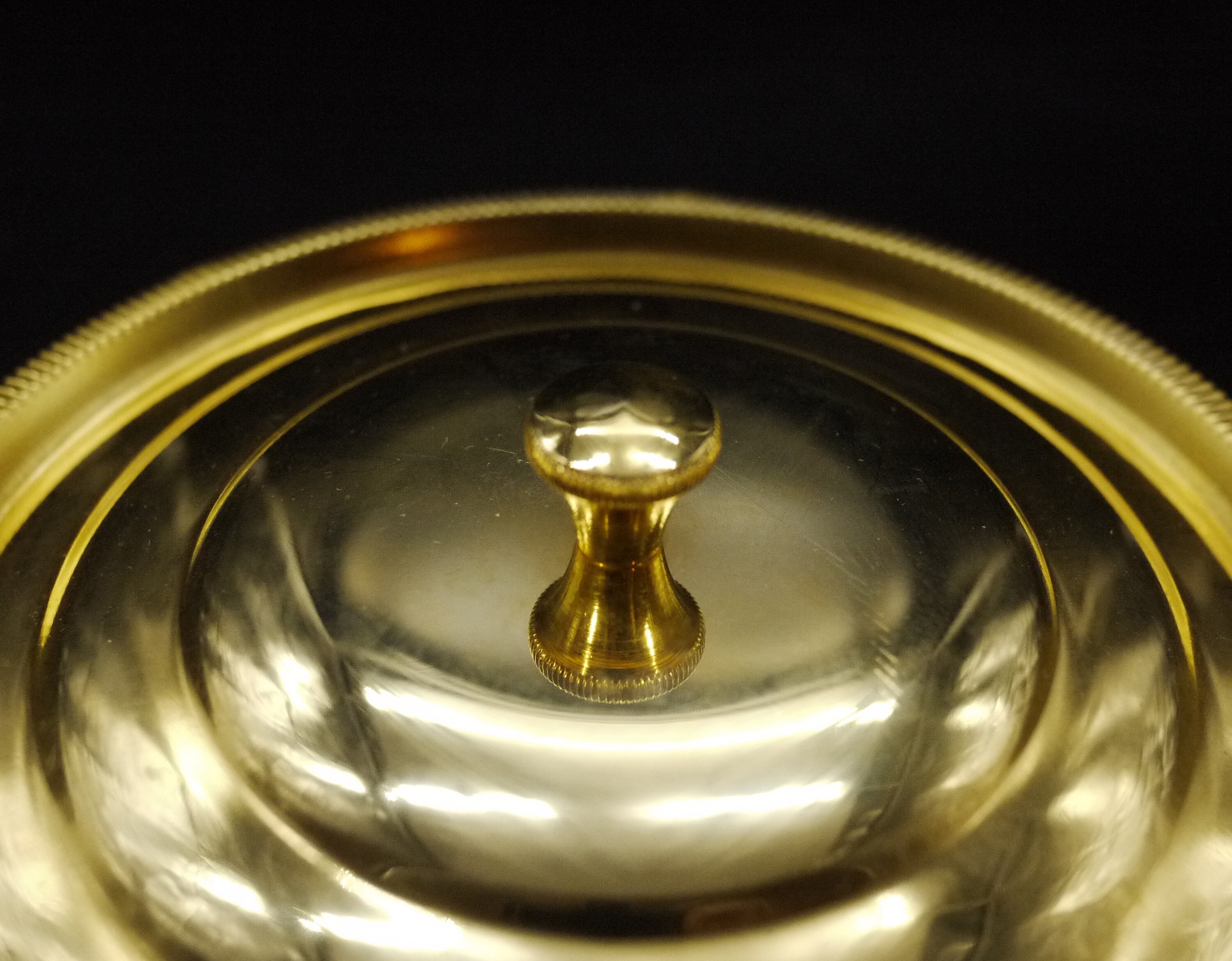 French Gold Metal Sugar Bowl with Sugar Tongs