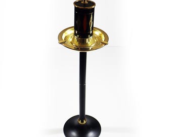 Sophisticated Smokers' Essential: Gold and Black Vintage French Ashtray Side Table with Cigarette Dispenser