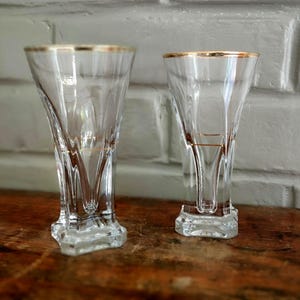 French Antique Pastis Glasses with Gold Rim Set of 2