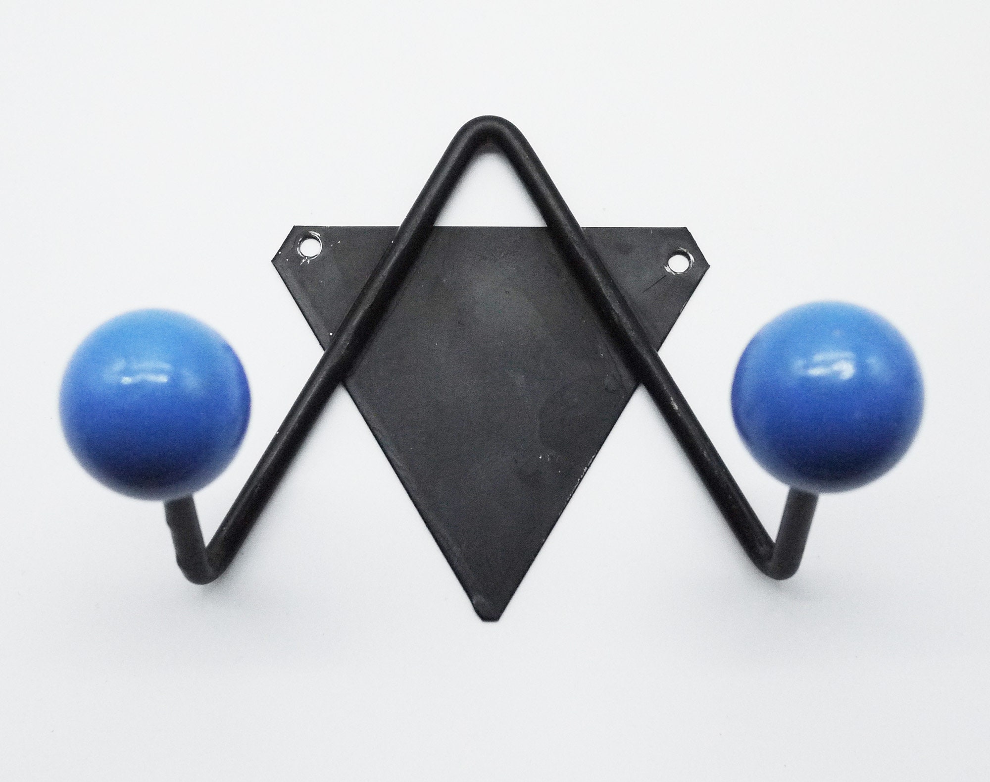 French Vintage Atomic Design Coat Hooks Set, Wooden Ball Coat Hooks