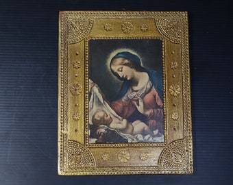 Vintage Florentine Madonna and Child by Carlo Dolci