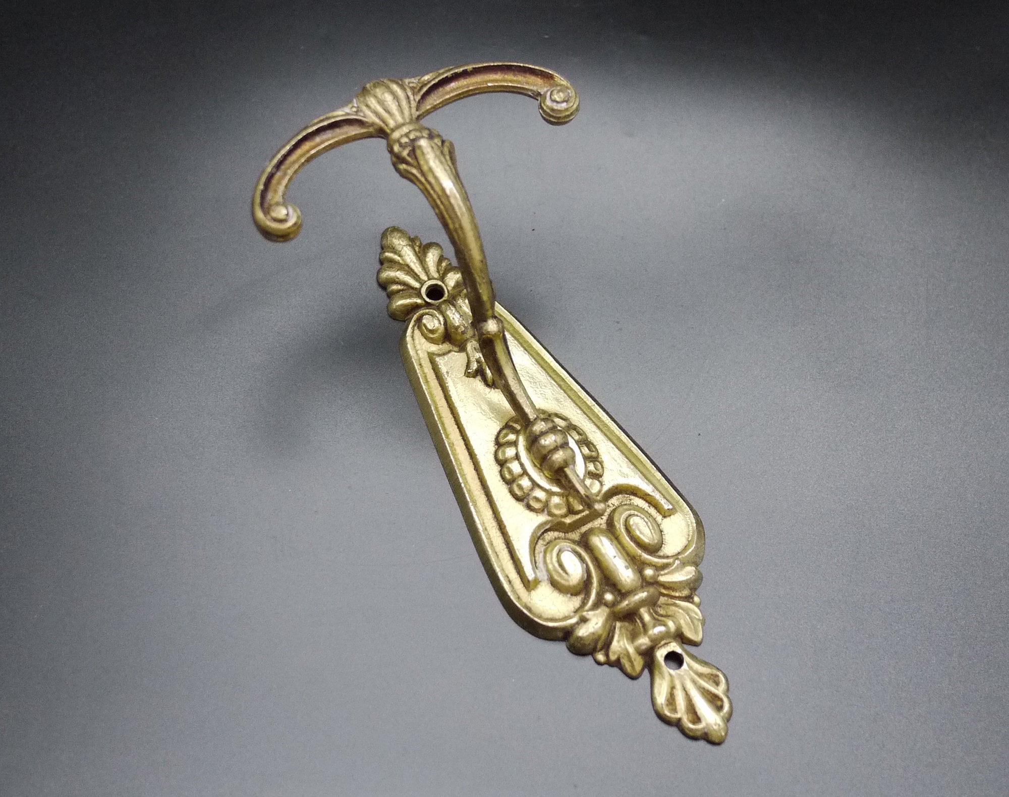 French Ornate Brass Coat Hook Wall Mounted