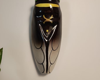French Vintage Ceramic Wall Pocket Cicada Wall Decor
