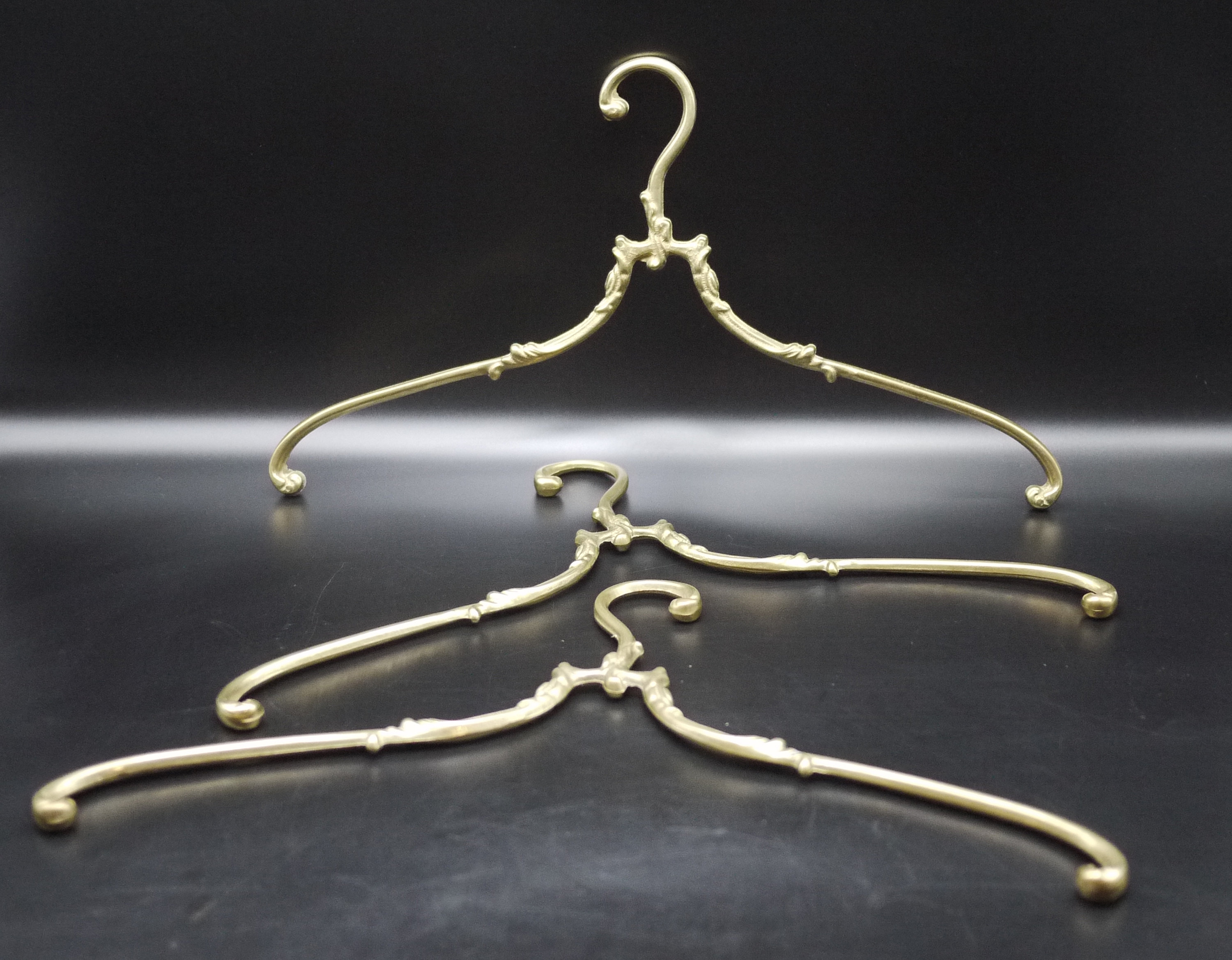 Antique French Brass Coat Hanger Set of 3
