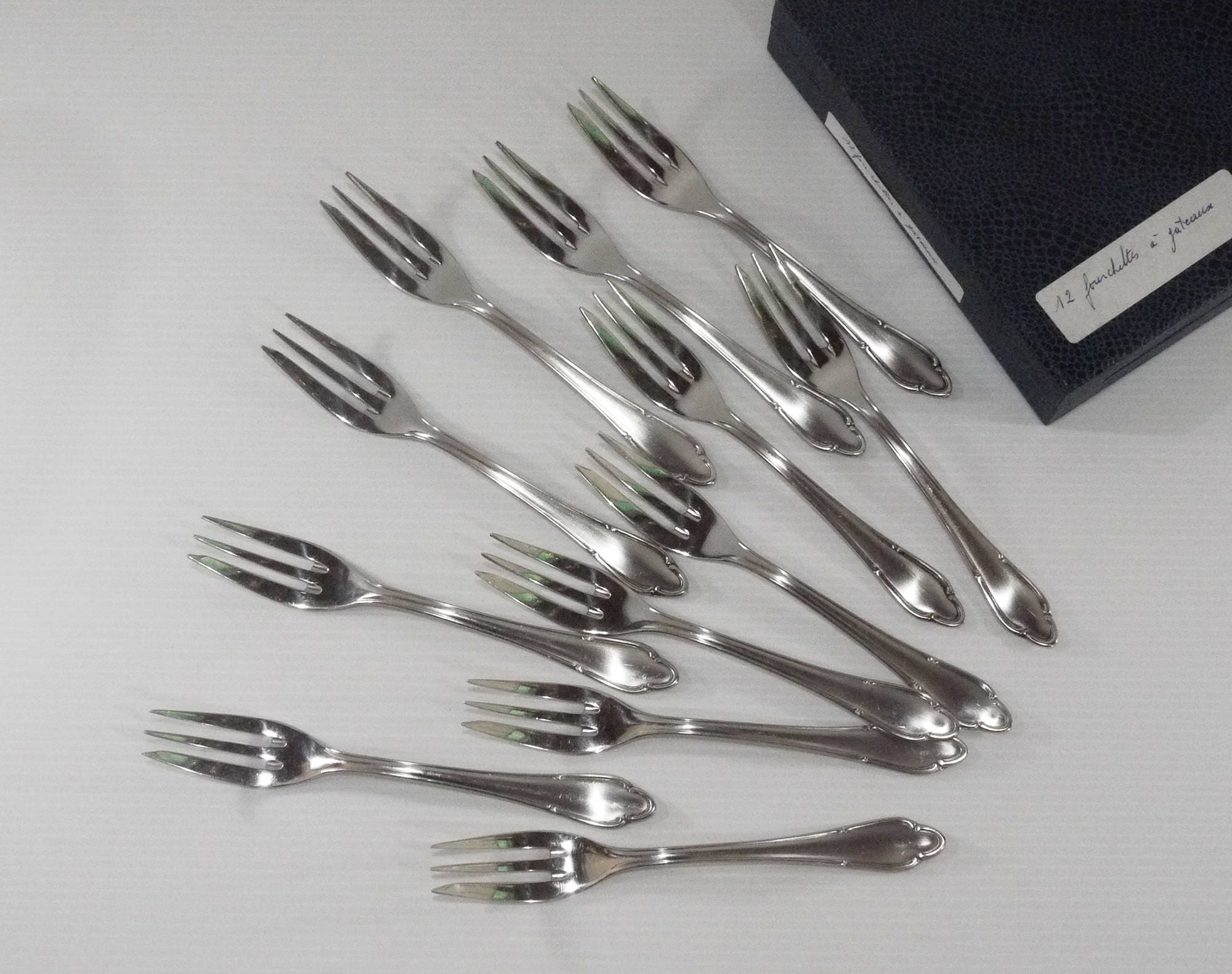 Vintage Dessert Forks Roneusil Stainless, set of 12 in Original Box