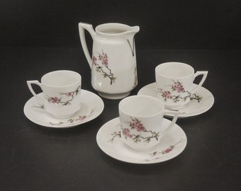 Antique Limoges Porcelain Coffee Set by Touze, Lemaître & Blancher