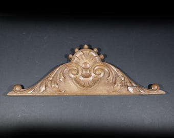 French Vintage Wall Over Door Wood Pediment Antique Carved Decorative Pediment