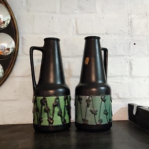 German Ceramic Vases set of 2 by Dümler & Breiden in Green and Black