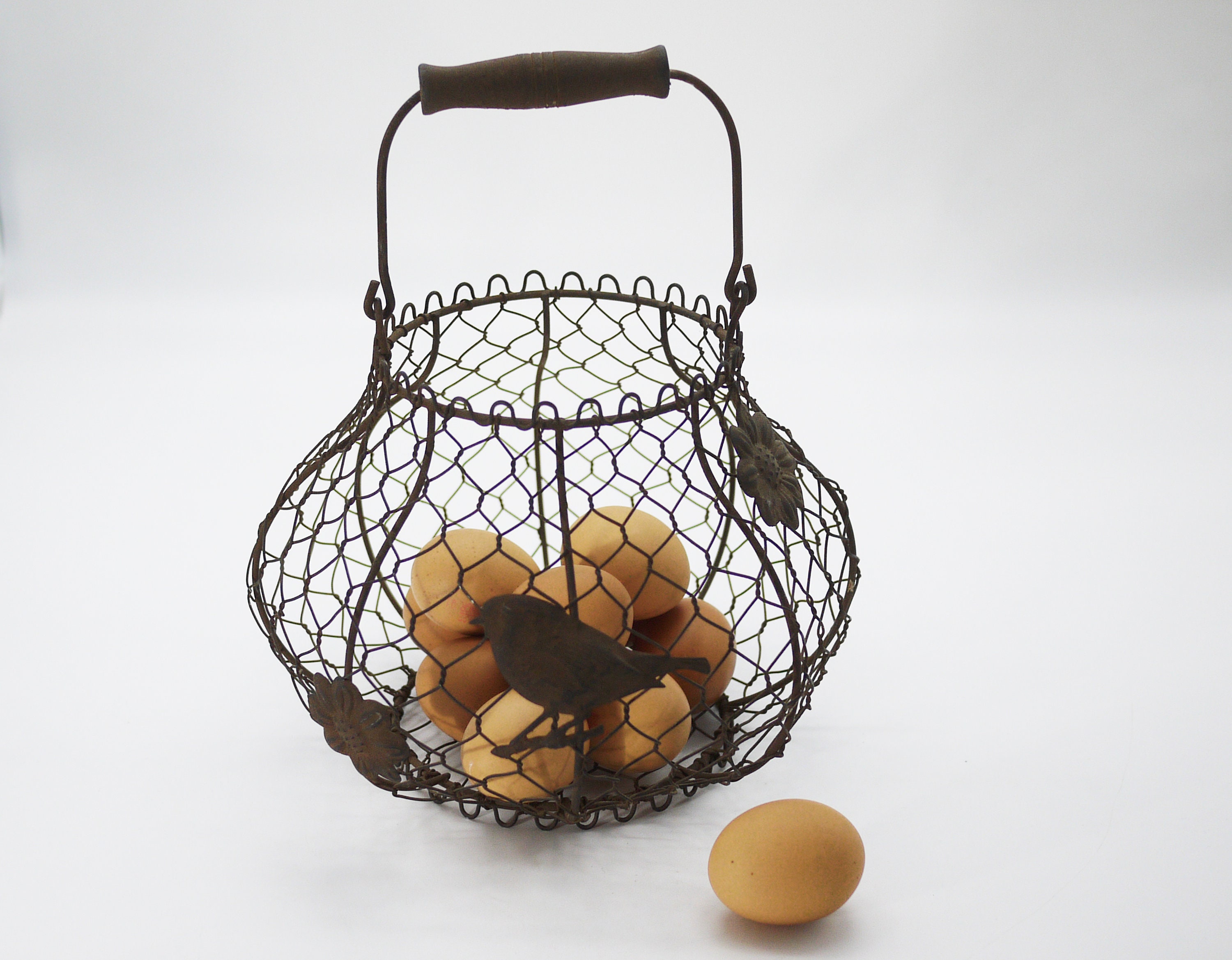 Retro French Wire Egg Gathering Basket