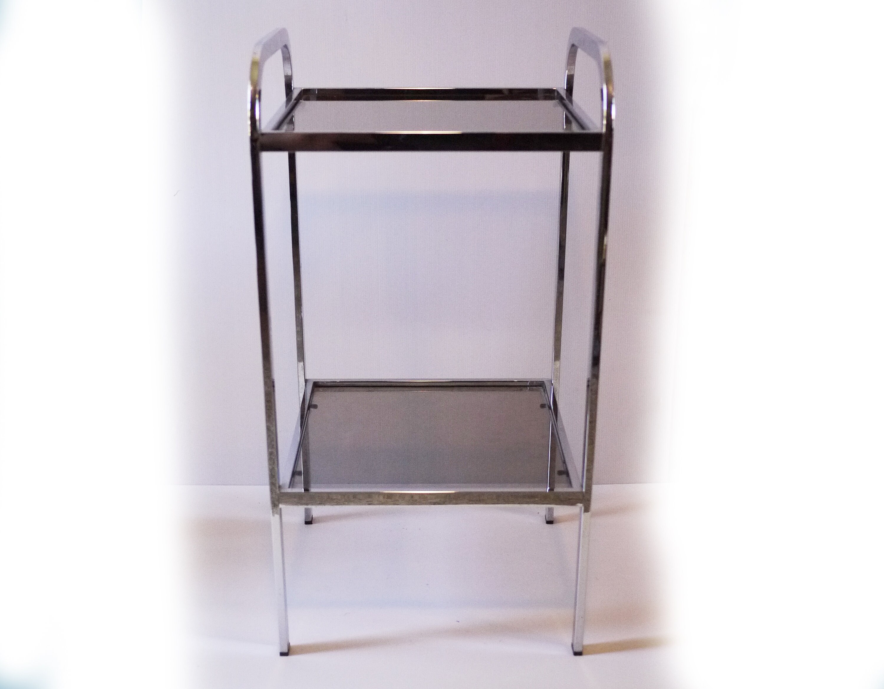 French Vintage Chrome and Glass Side Table