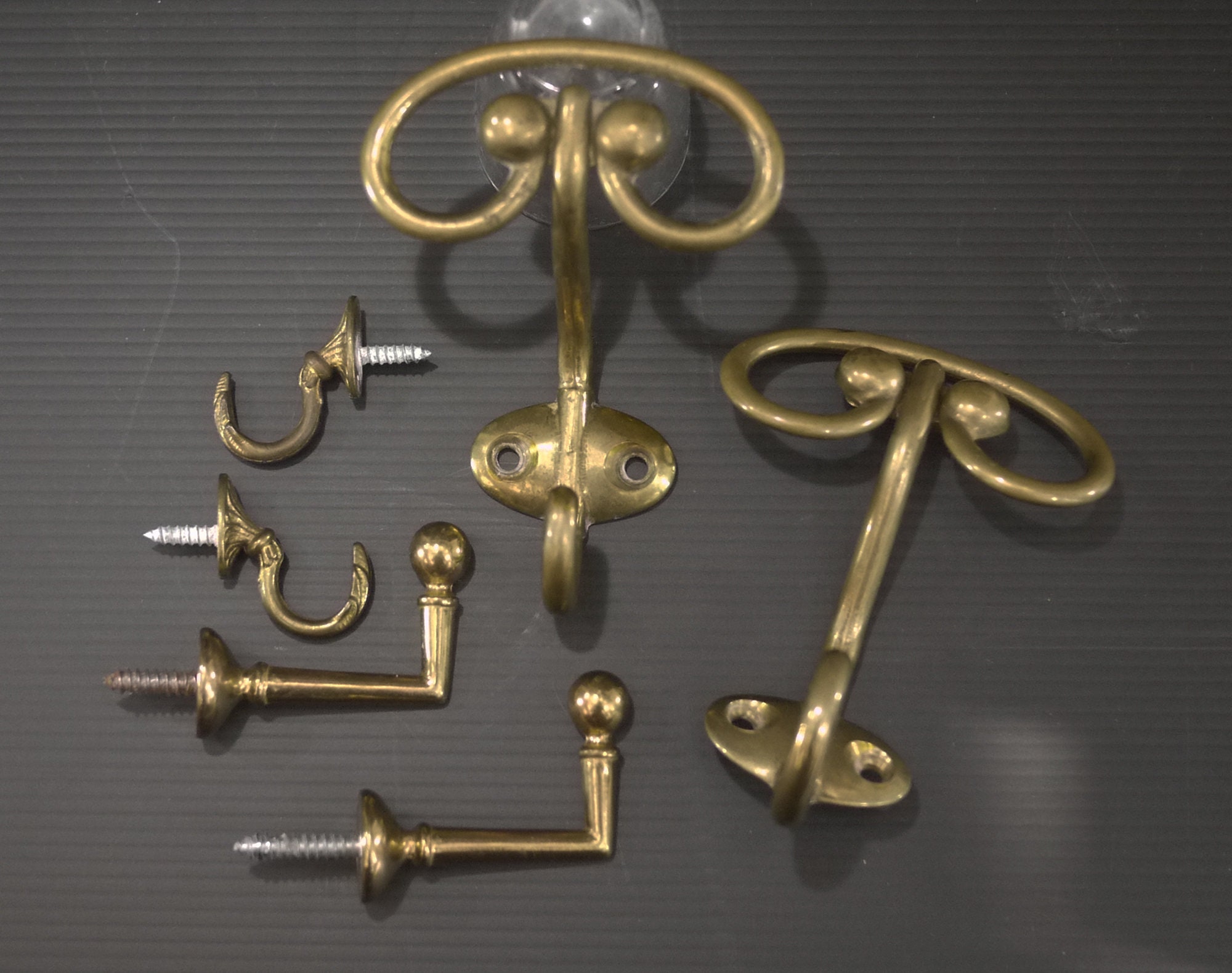 French Vintage Brass Hardware, Ornate Coat Hooks, Curtain Tie Back