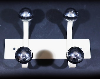 Industrial Style Coat Hooks Vintage Metal and 2 Chrome Pegs Coat Rack