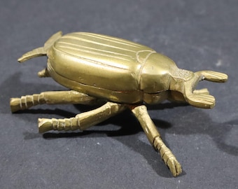 Brass Scarab Beetle Trinket Box French Vintage Insect Ashtray
