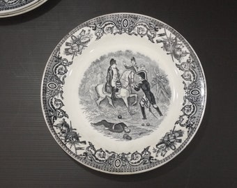 Antique Mouzin Lecat Nimy Plate Napoleon Battle Scene