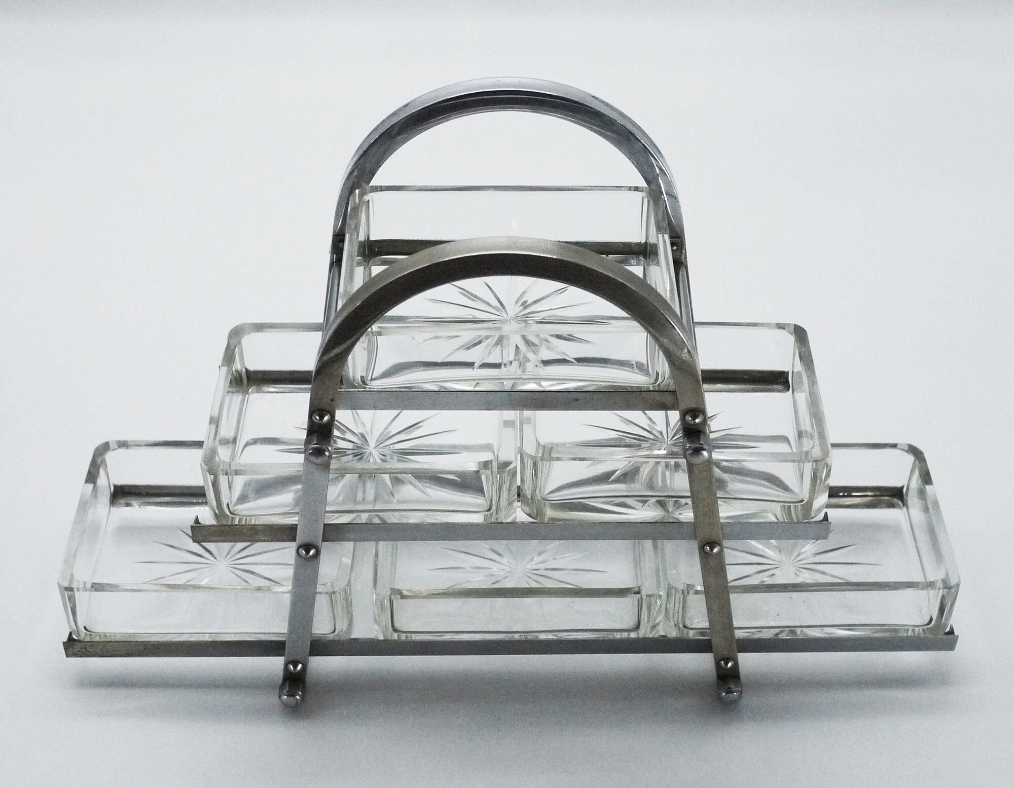 Art Deco Tiered Snack Tray Jacques Adnet Style