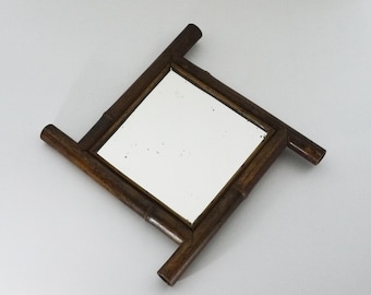 Antique Bamboo Mirror Small Wall Mirror Wood Decorative Mirror