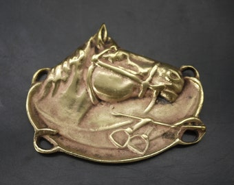 Vintage Brass Horse Head and Stirrups Dish