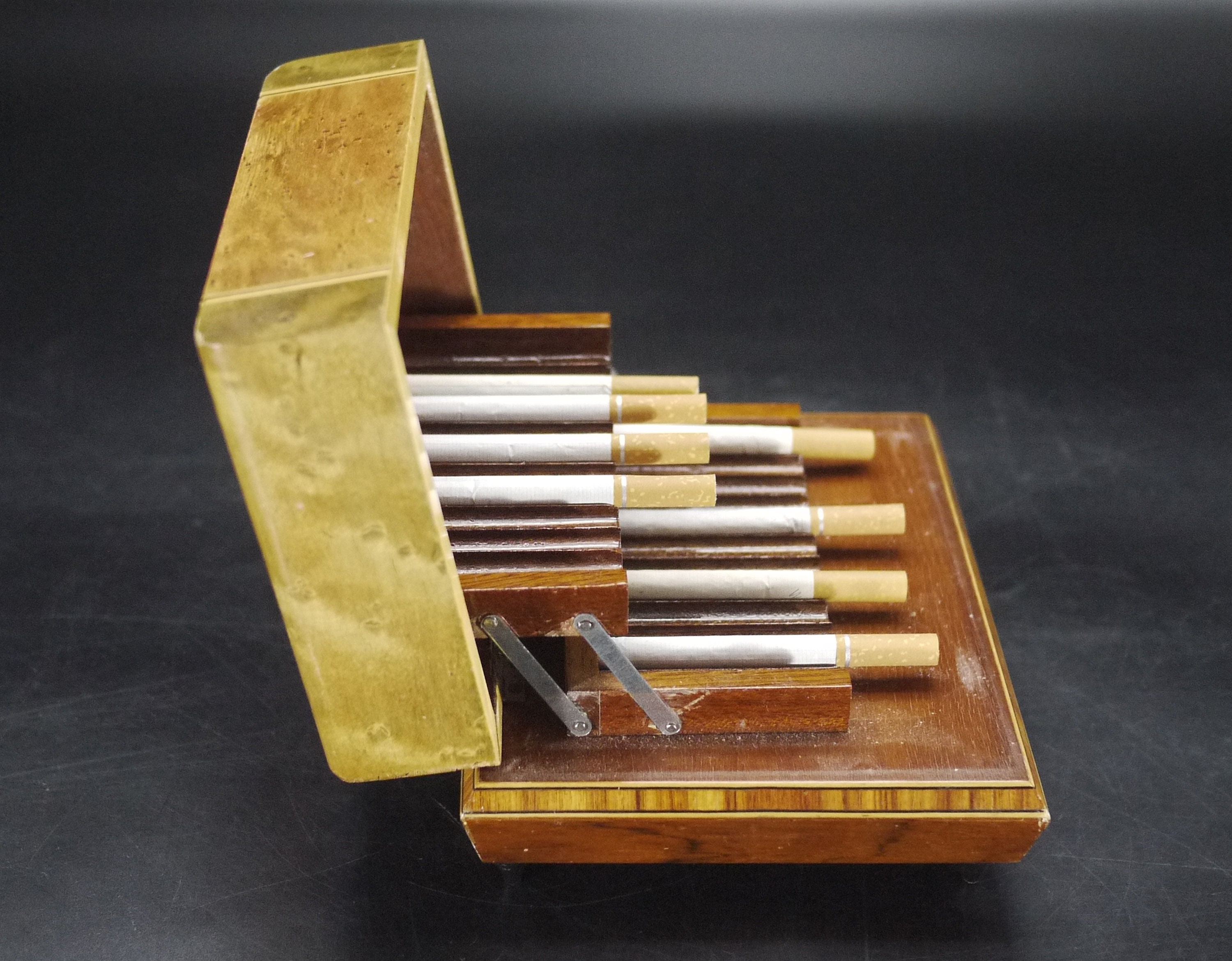 Vintage Musical Cigarette Box with Folding Tiers