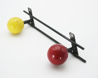 1950s French Atomic Design Wood Ball Coat Hooks