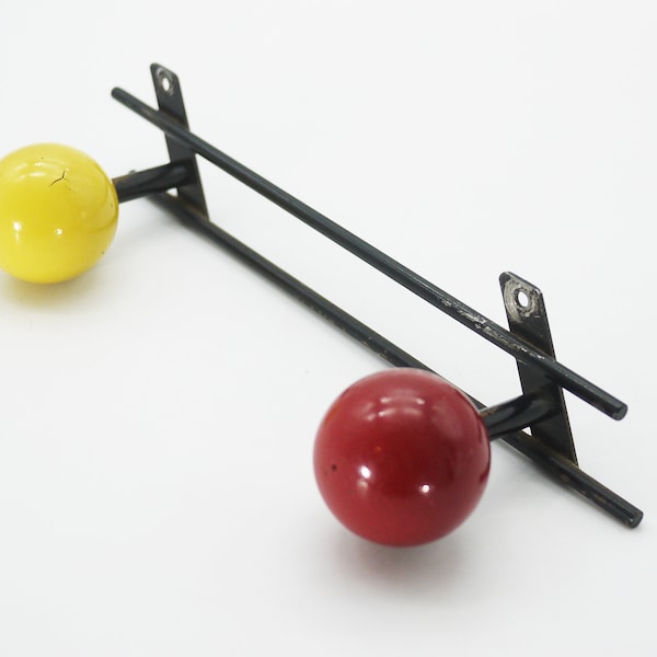 1950s French Atomic Design Wood Ball Coat Hooks