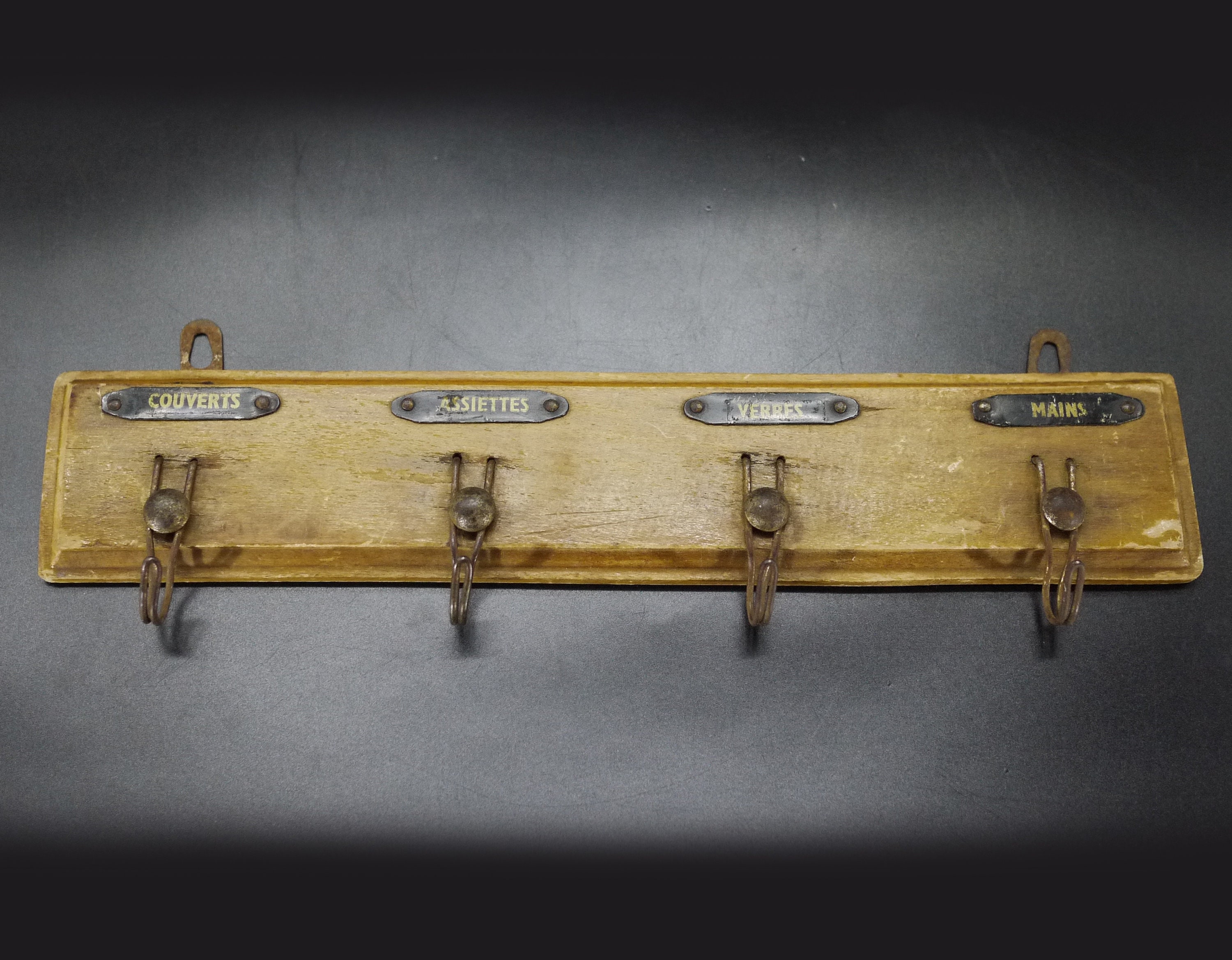 French Vintage Wooden Dish Towel Holder Rustic Kitchen Decor