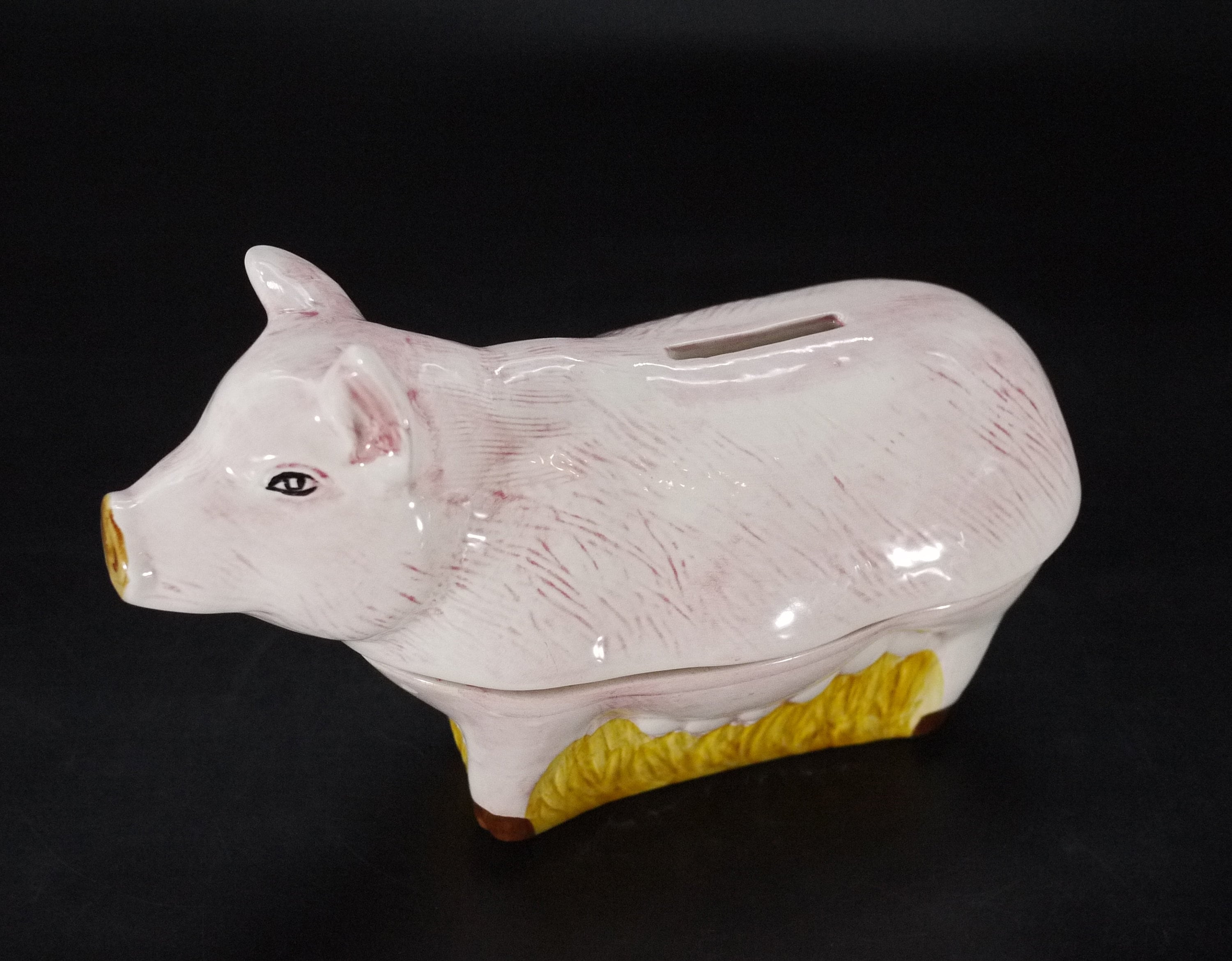 Majolica Pig Money Bank Signed Caugant