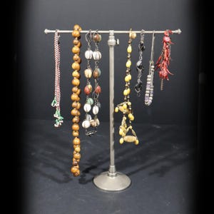 Art Deco Chrome Jewelry Display Stand French Antique Large Necklace Display Holder