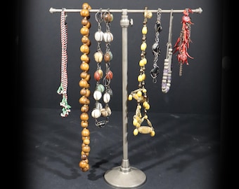 Art Deco Chrome Jewelry Display Stand French Antique Large Necklace Display Holder