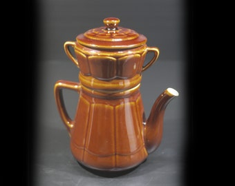 Vintage French Ceramic Coffee Pot with Filter