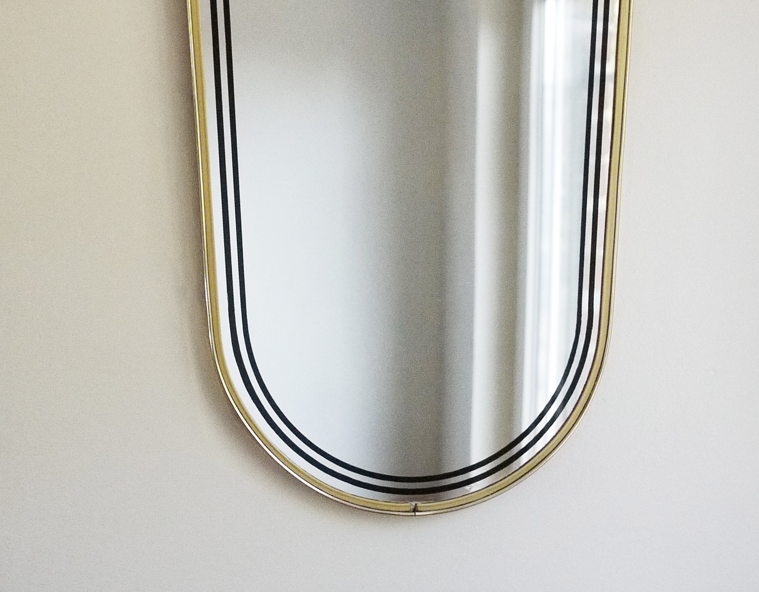 Vintage Asymmetrical Large Mirror Brass Framed