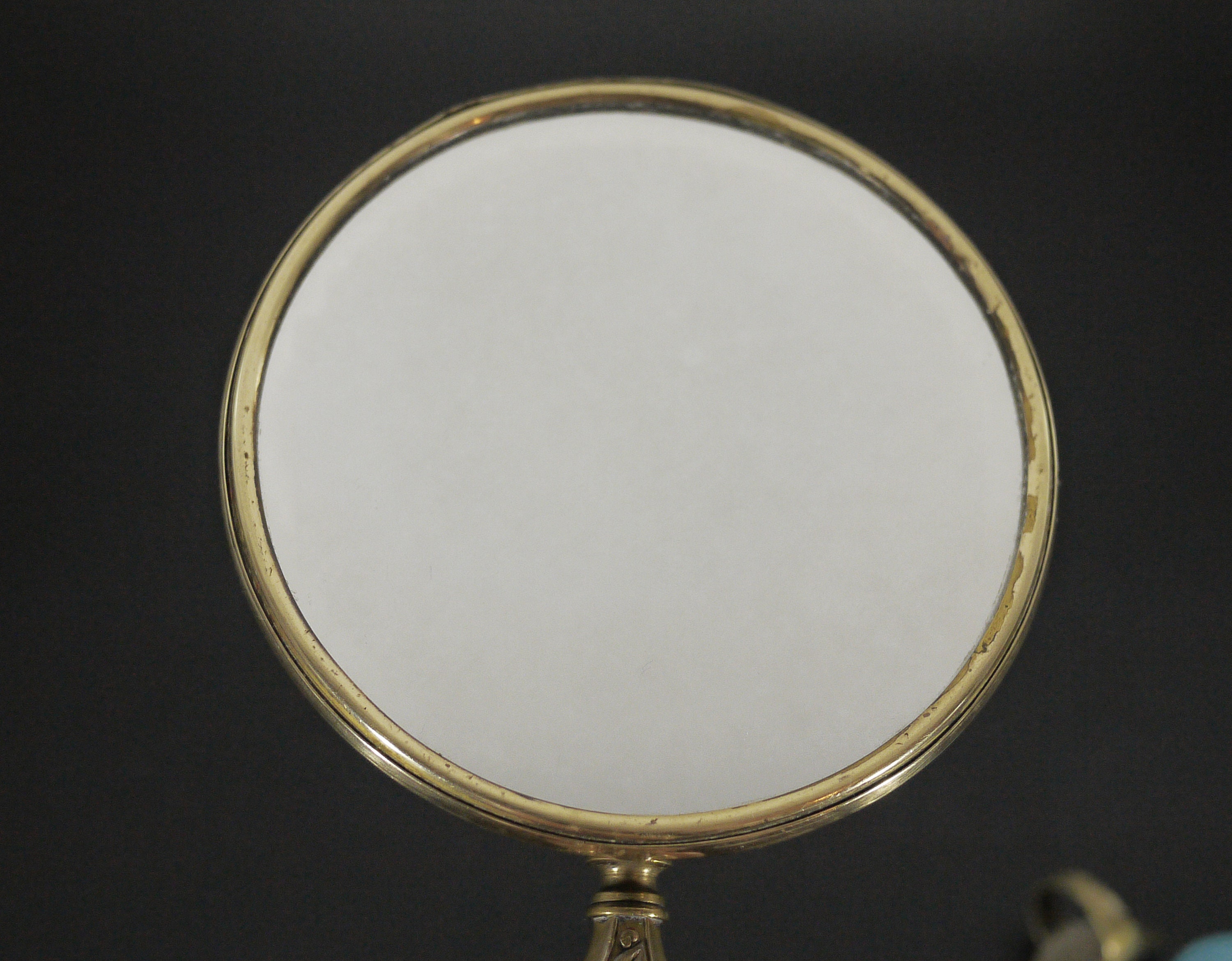 Vintage French Ornate Gilt Brass Hand Mirror