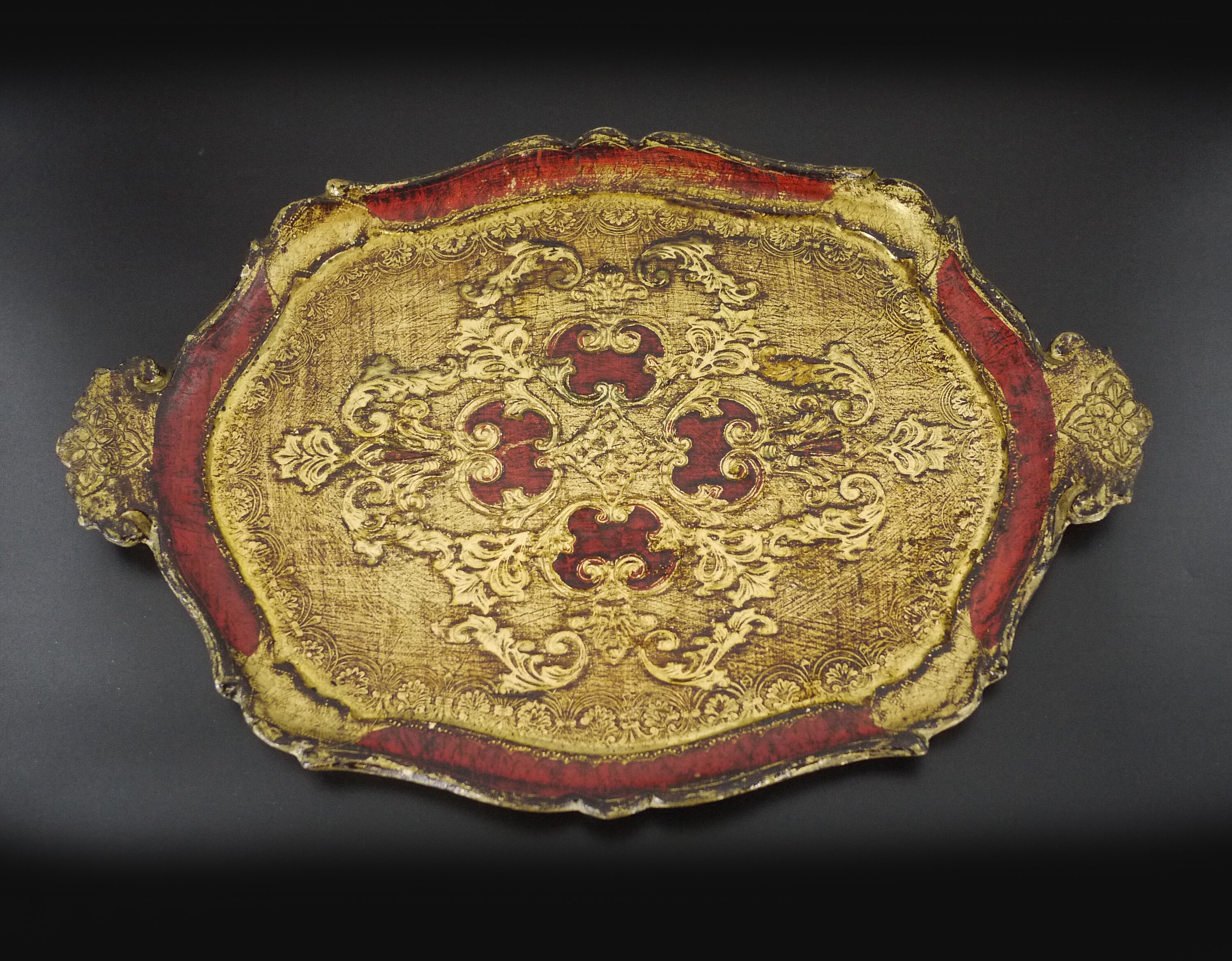 Florentine Giltwood & Red Tray