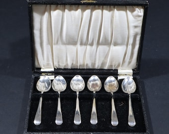 Elegant Tea Time Set Art Deco Silver Plated Teaspoons Antique Silver Plated Boxed Set by Sheffield England