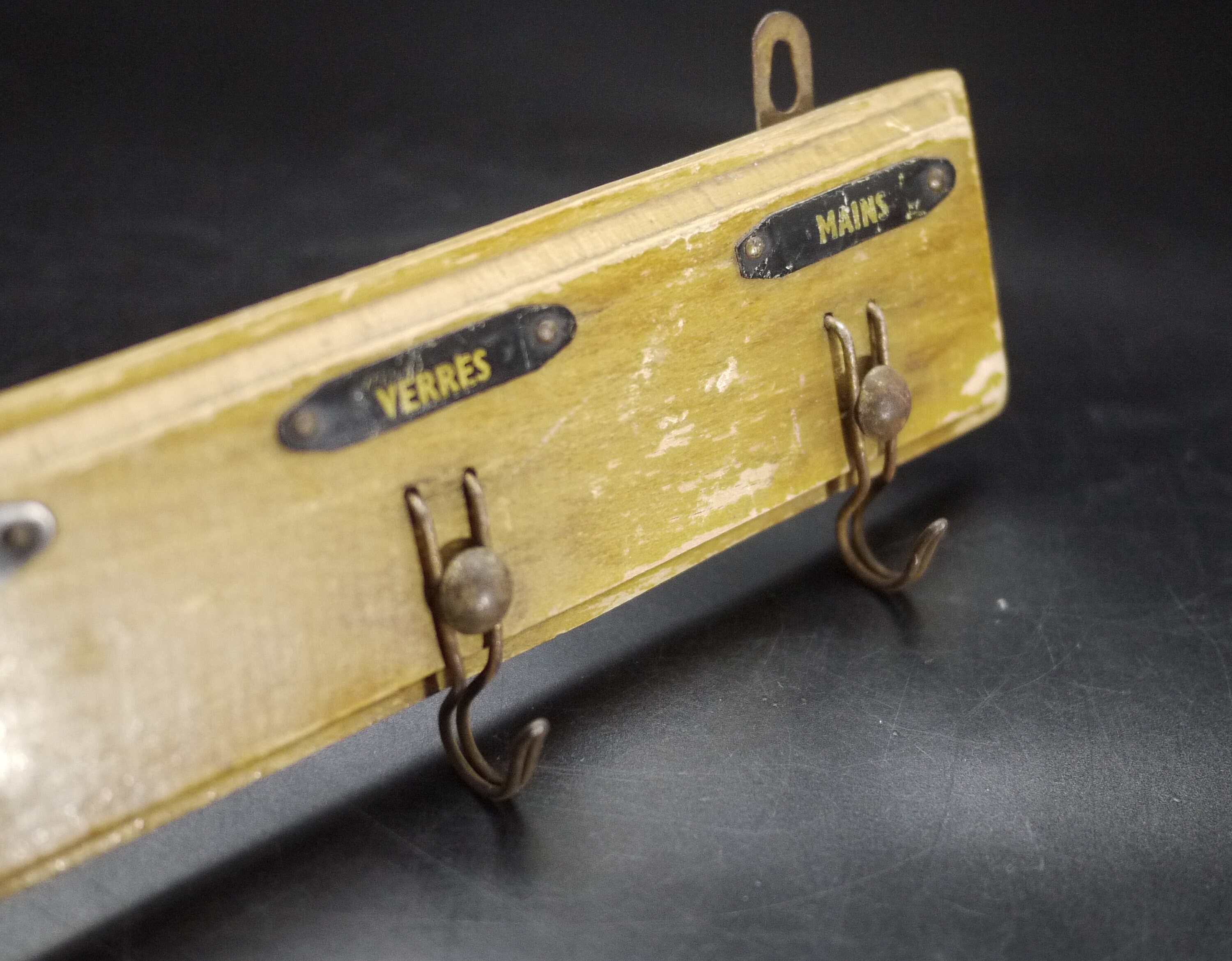 French Vintage Wooden Dish Towel Holder Rustic Kitchen Decor