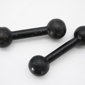 Pair of Old-School Cast Iron Dumbbells - Antique Fitness Collectibles