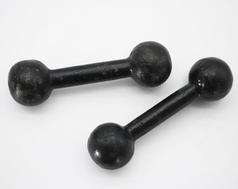Pair of Old-School Cast Iron Dumbbells - Antique Fitness Collectibles