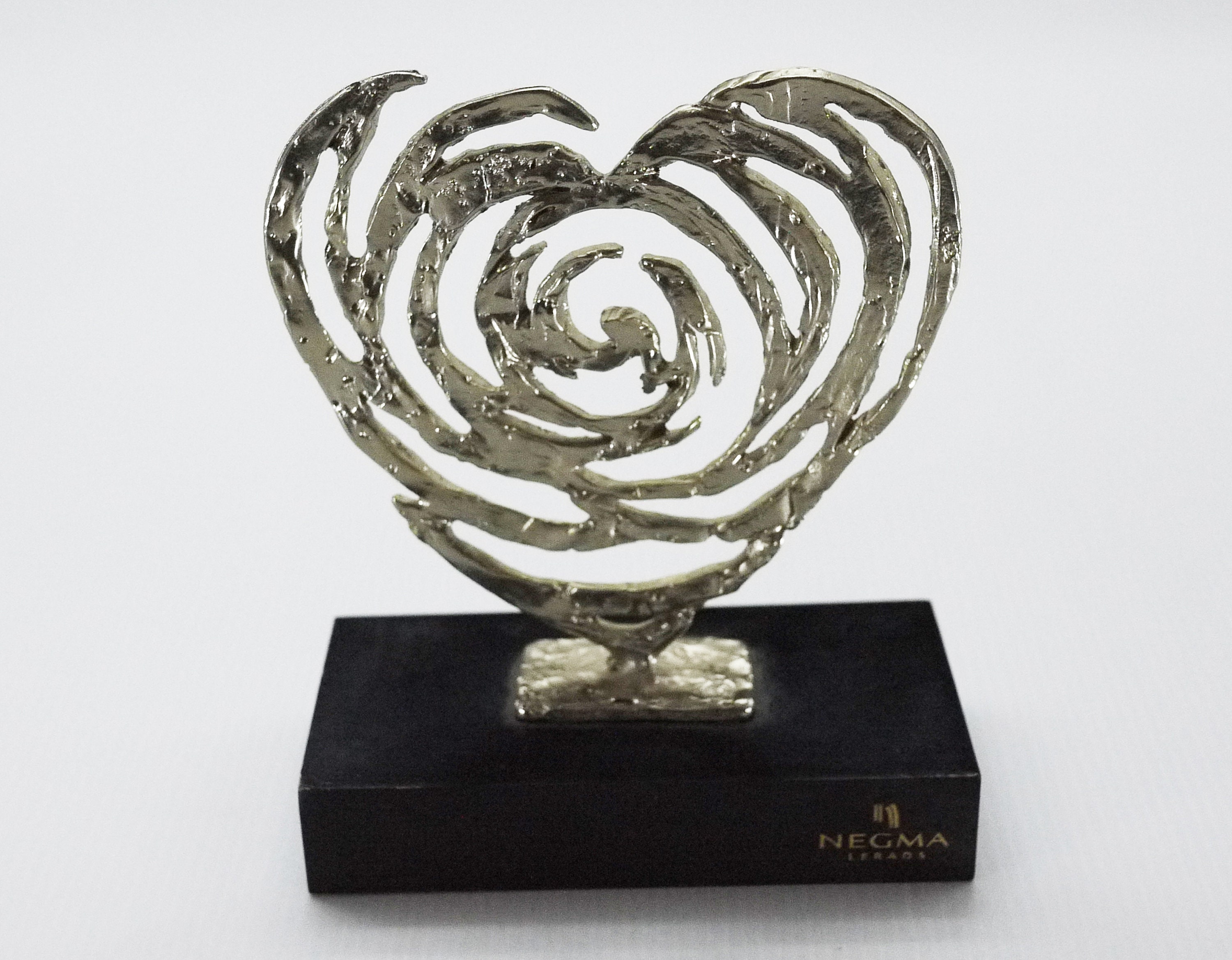 Abstract Metal Heart Sculpture