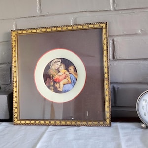 Madonna della Seggiola after Raphael on Gilt Wood Matted Frame