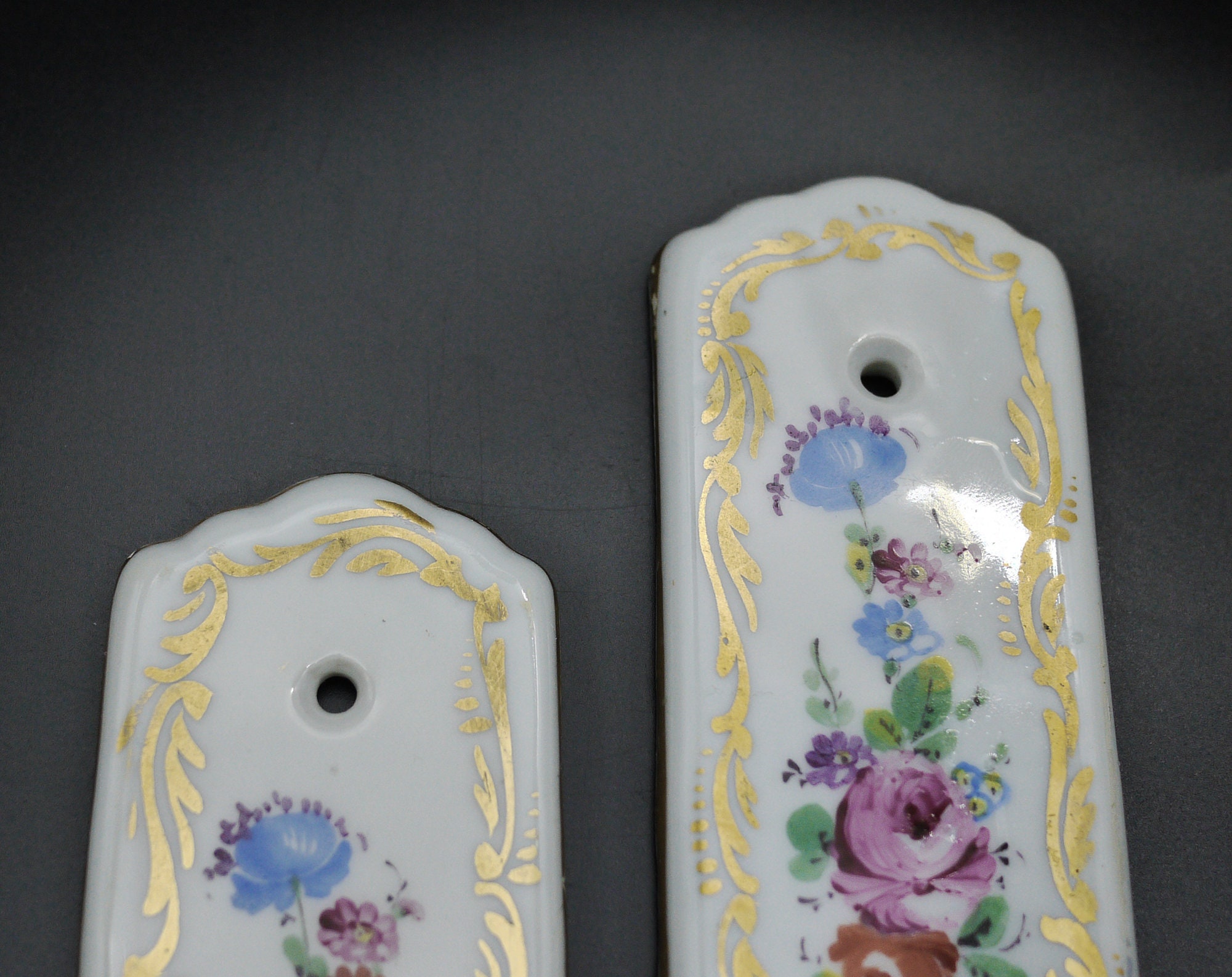 Vintage French Porcelain Door Finger Plates Set