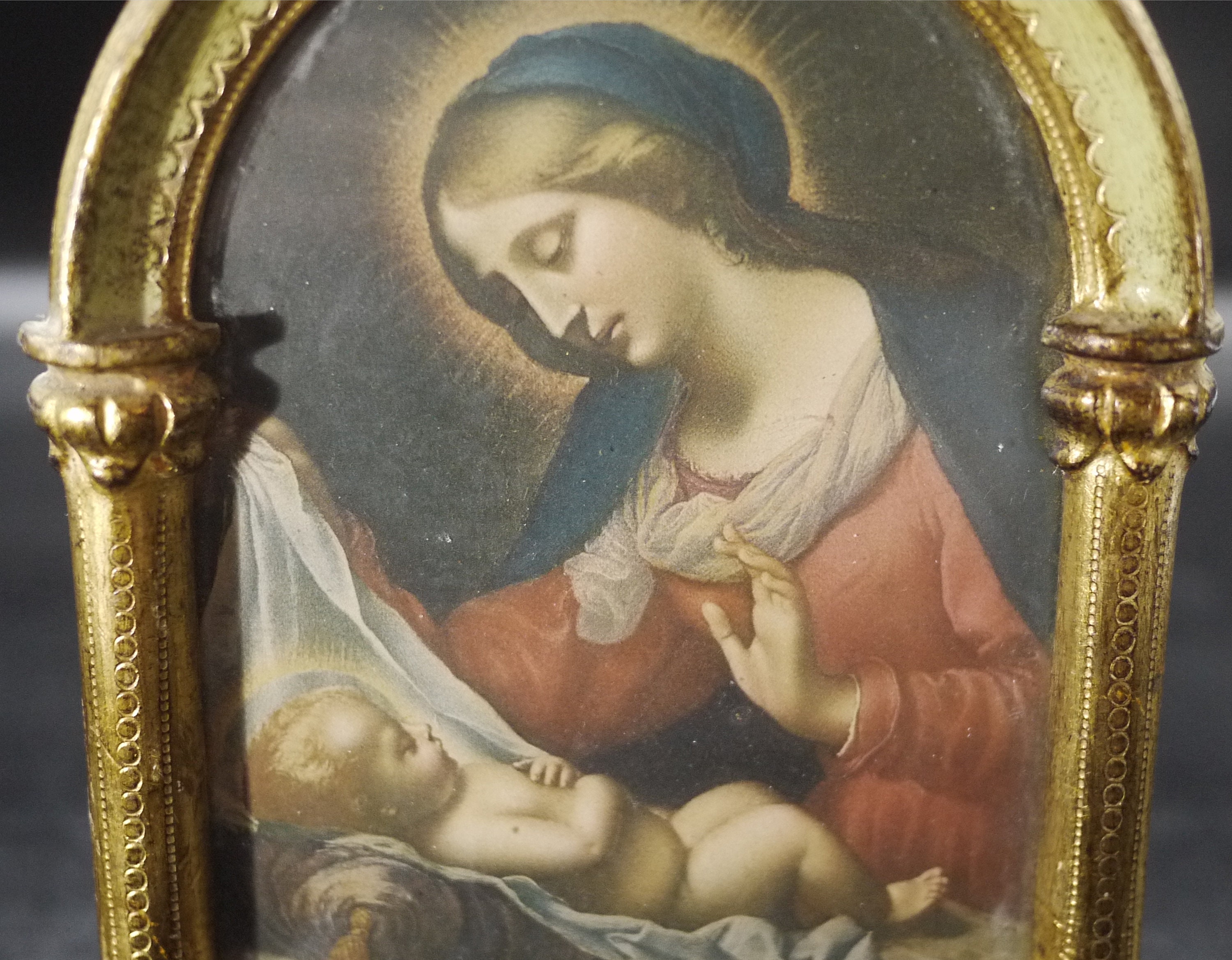 Vintage Madonna of the Veil by Carlo Dolci, Florentine Religious Art