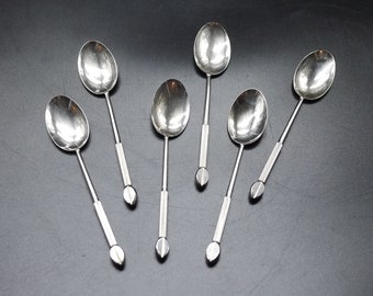 1950s French Silver Plated Coffee Bean Spoon set