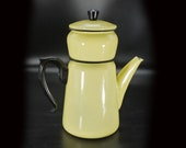 Vintage French Enamel Yellow Coffee Pot Biggin